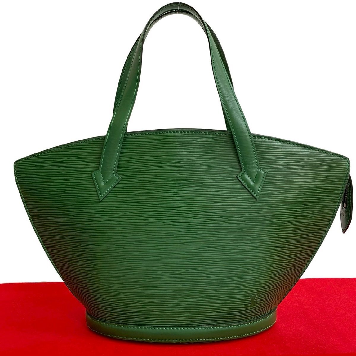極 美品 LOUIS VUITTON ルイヴィトン ヴィンテージ サンジャック エピ レザー 本革 ハンドバッグ トートバック ボルネオグリーン 47090拍卖