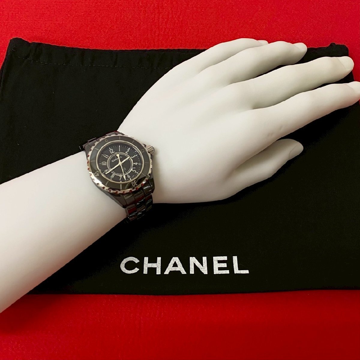 稼働品 極 美品 CHANEL シャネル J12 クォーツ 自動巻き ステンレス セラミック 腕時計 ウォッチ メンズ アクセサリー ブラック 24366拍卖