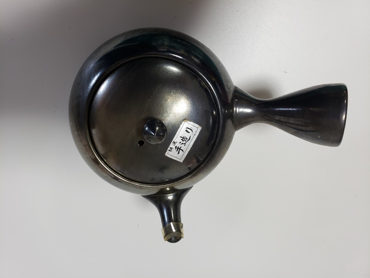 萬古焼急須 銀彩 銀窯変 松風窯 松風作 右横手急須 茶道具拍卖