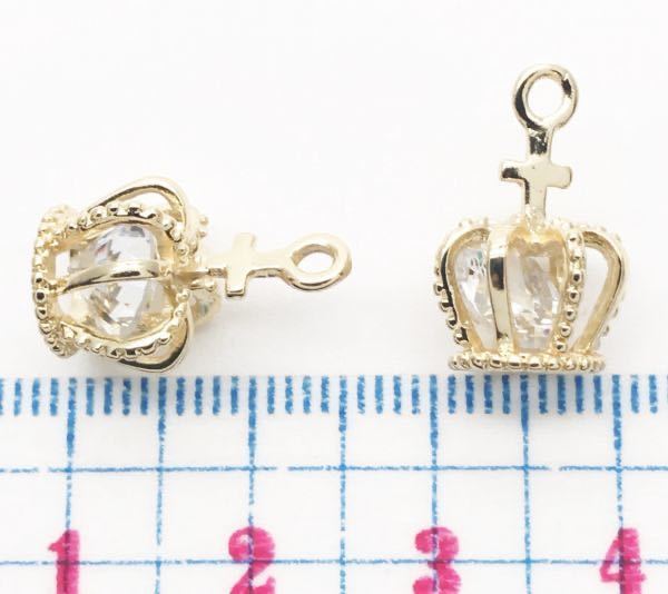 アクセサリー パーツ ハンドメイド キュービックジルコニア チャーム クラウン 王冠 1個 ゴールド拍卖