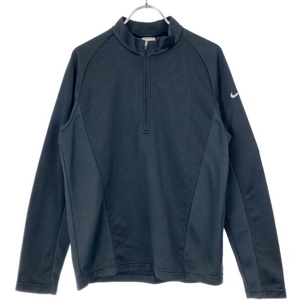 古着 メンズS NIKE/ナイキ ランニングシャツ 長袖 袖ポケット付き ジョギング ブラック/ホワイト 267487拍卖