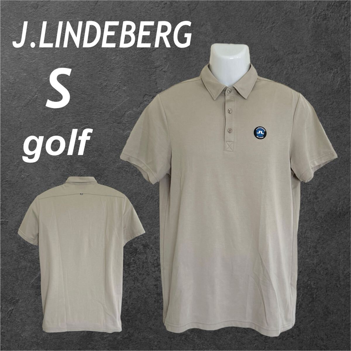 J.LINDEBERG ジェイリンドバーグ メンズ 半袖ポロシャツ S ゴルフウェア CA 37584 RN 126836 ベージュ系 (F051)★拍卖