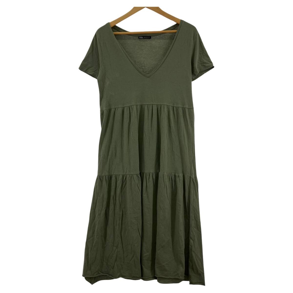 ZARA ザラ ティアードカットソー ワンピース sizeEUR S/グリーン系拍卖