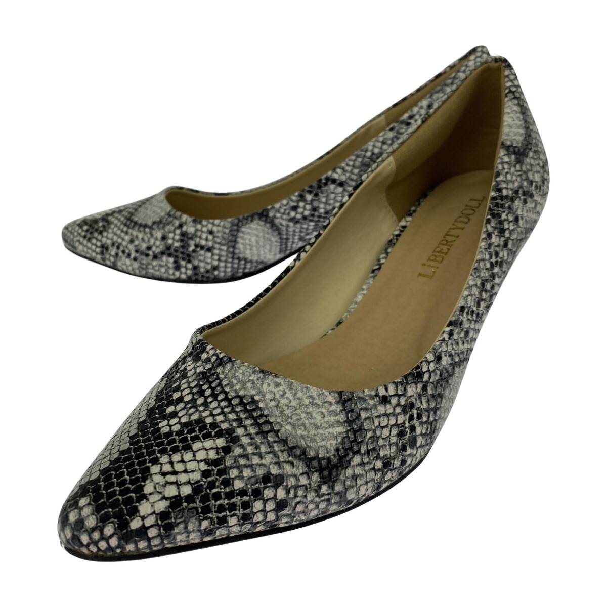 LiBERTYDOLL リバティードール パイソン柄 ポインテッドトゥ パンプス sizeM/ブラック×ホワイト拍卖
