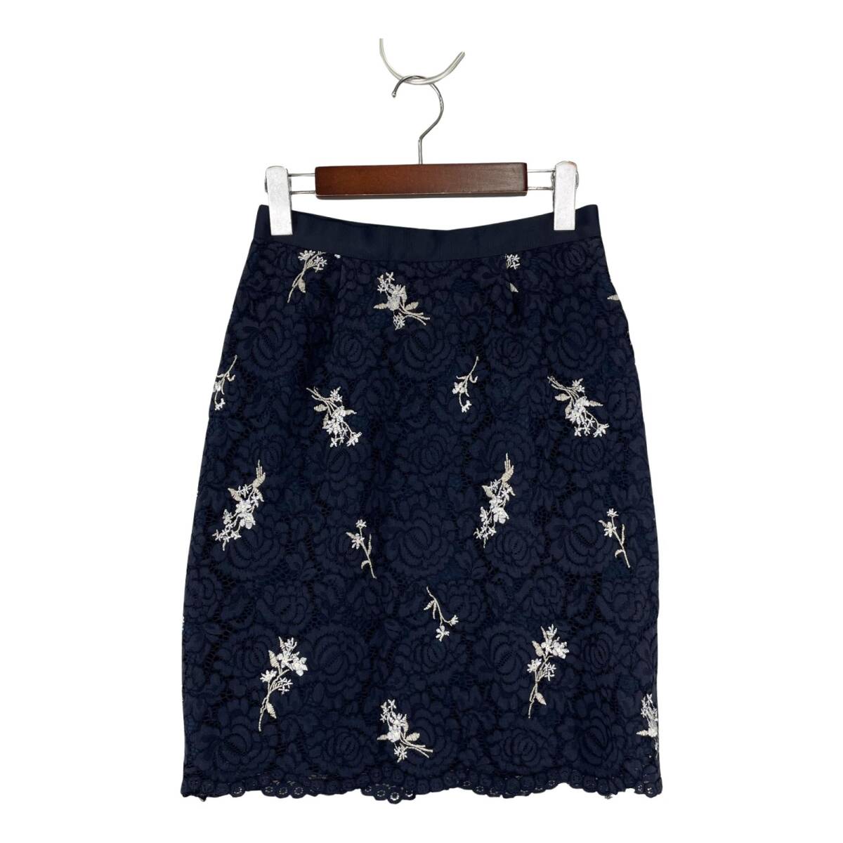 MISCH MASCH ミッシュマッシュ レース 刺しゅう スカート sizeS/ネイビー系 ゆうパケットOK拍卖