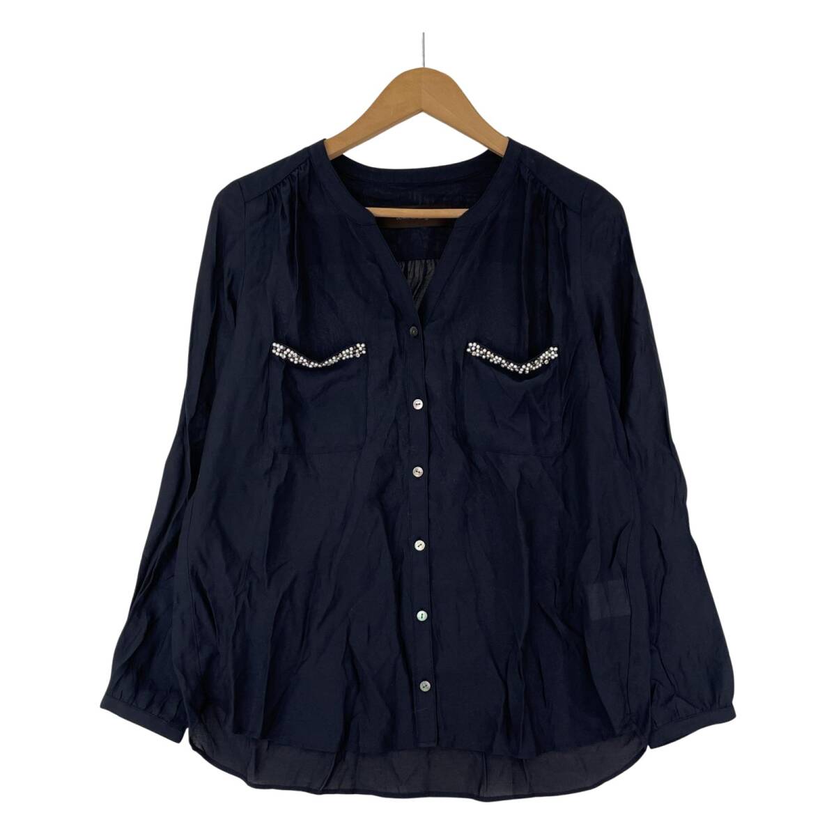 Jewel Changes ジュエルチェンジズ ユナイテッドアローズ ビーズ ブラウス size表記なし/ネイビー ゆうパケットOK拍卖