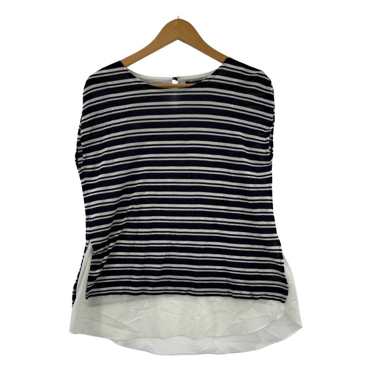 23区 レイヤードライク ボーダー ニット size38/ネイビー系 ゆうパケットOK拍卖