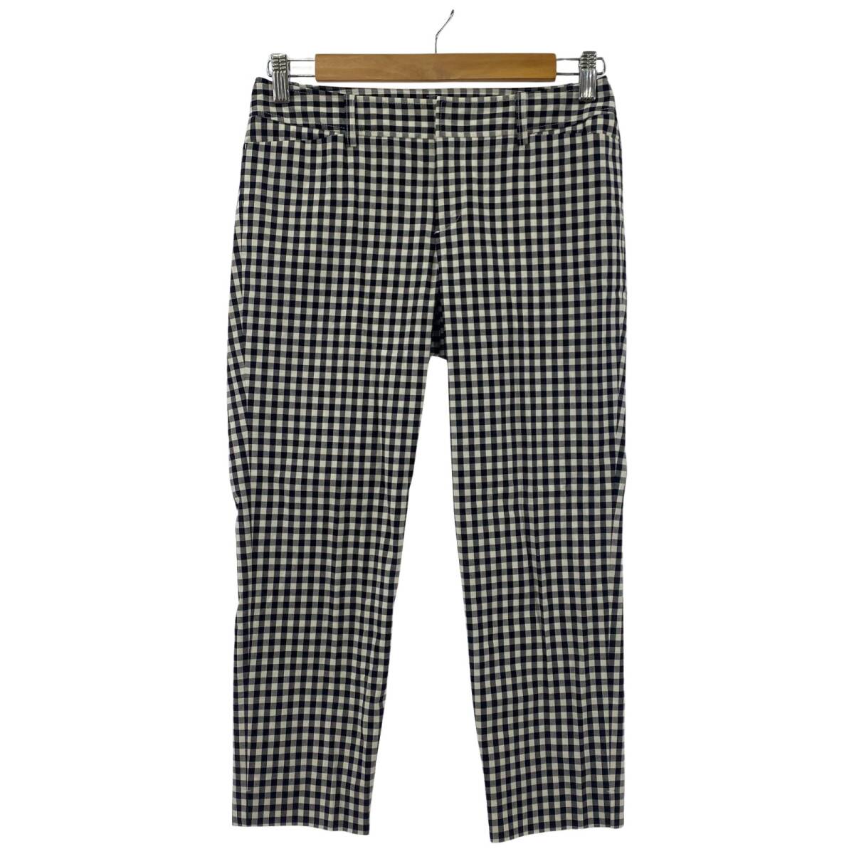 UNITED ARROWS ユナイテッドアローズ ギンガムチェック クロップド パンツ size38/ブラック系 ゆうパケットOK拍卖