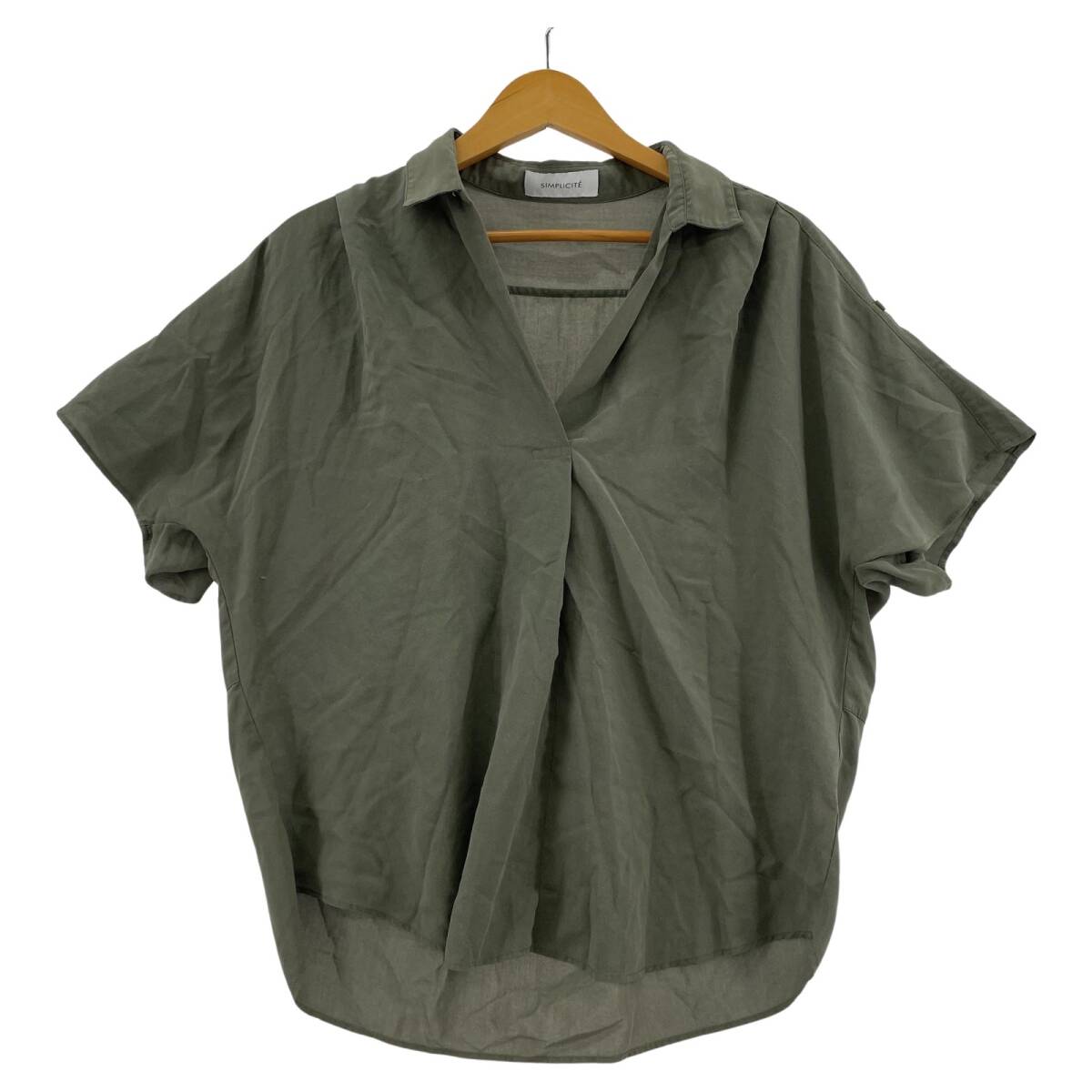 Simplicite シンプリシテェ スキッパーカラー カットソー size表記なし/オリーブ ゆうパケットOK拍卖