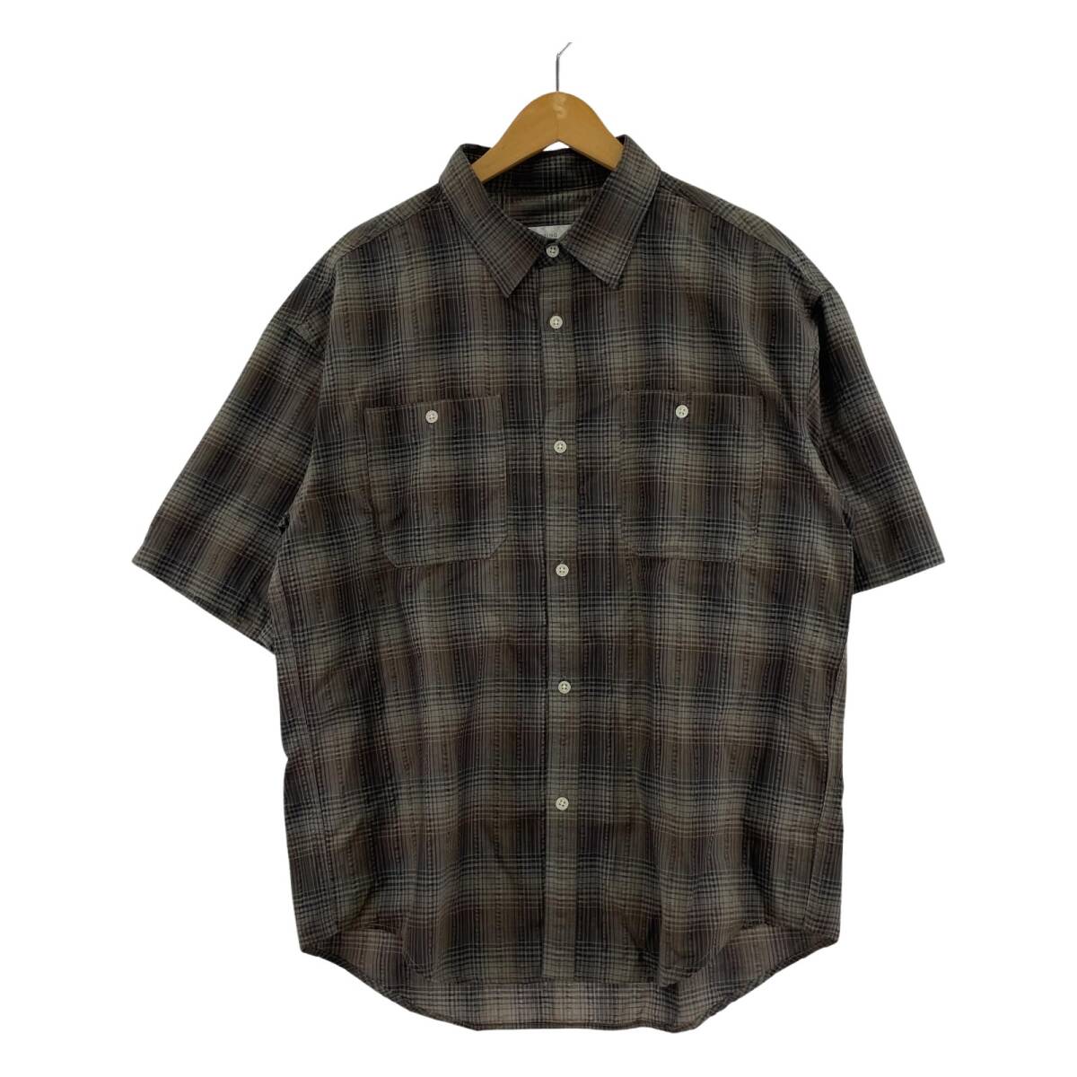 B:MING by BEAMS ビーミングバイビームス チェック 半袖シャツ sizeL/グレージュ系拍卖