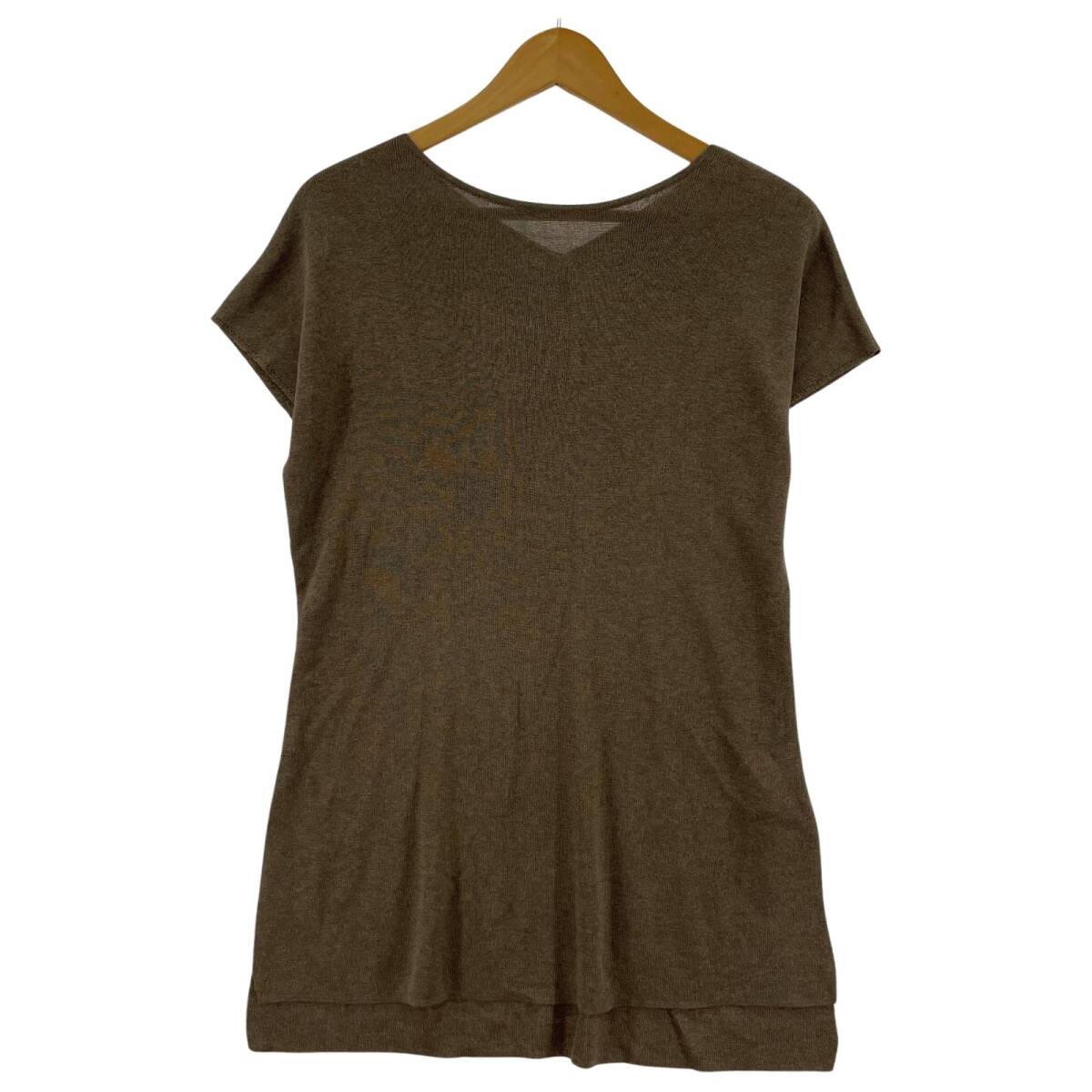 INDIVI インディヴィ フレンチスリーブ ニット カットソー size36/ブラウン ゆうパケットOK拍卖