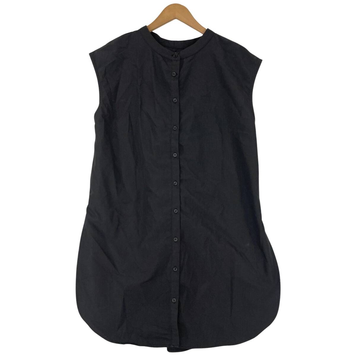 AUNT MARIE'S アントマリーズ ノースリーブ サイドスリット ロング シャツ カットソー sizeF/ブラック ゆうパケットOK拍卖