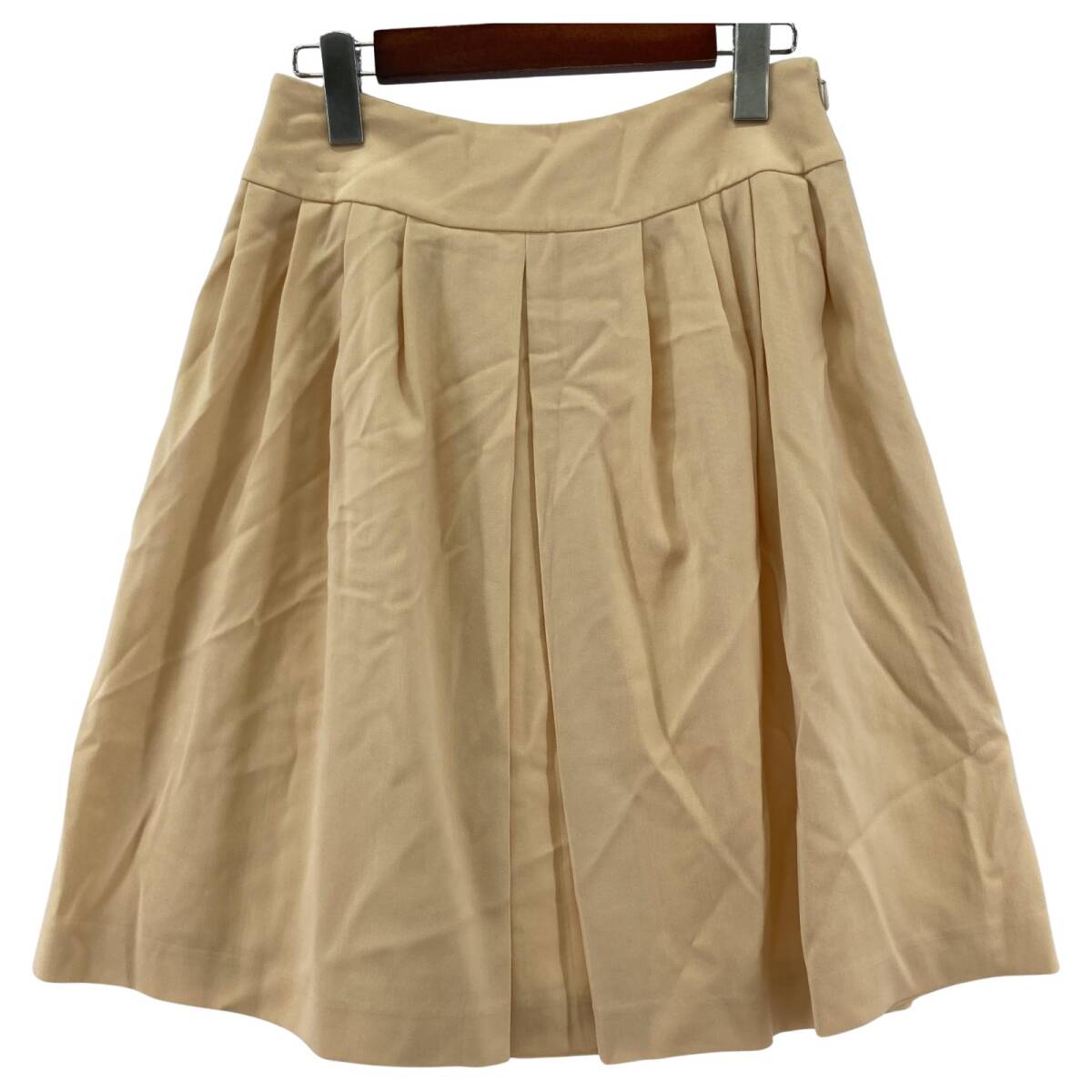 Harrods ハロッズ タック Aライン スカート size2/クリーム ゆうパケットOK拍卖