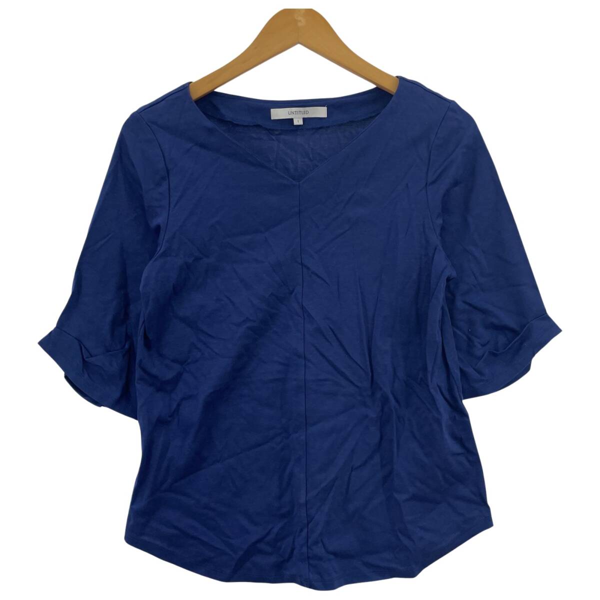 UNTITLED アンタイトル ネック カットソー size1/ブルー ゆうパケットOK拍卖