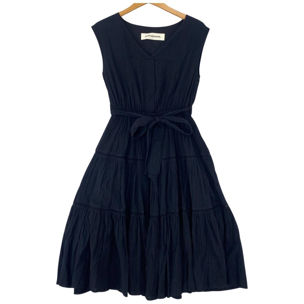 AG by aquagirl エージーバイアクアガール ティアード ノースリーブ ワンピース sizeS/ブラック拍卖