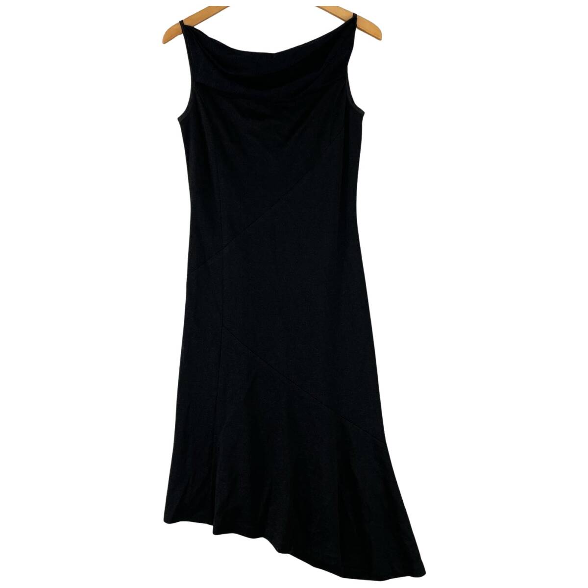 INDIVI インディヴィ ドレープ ノースリーブ ワンピース size38/ブラック拍卖