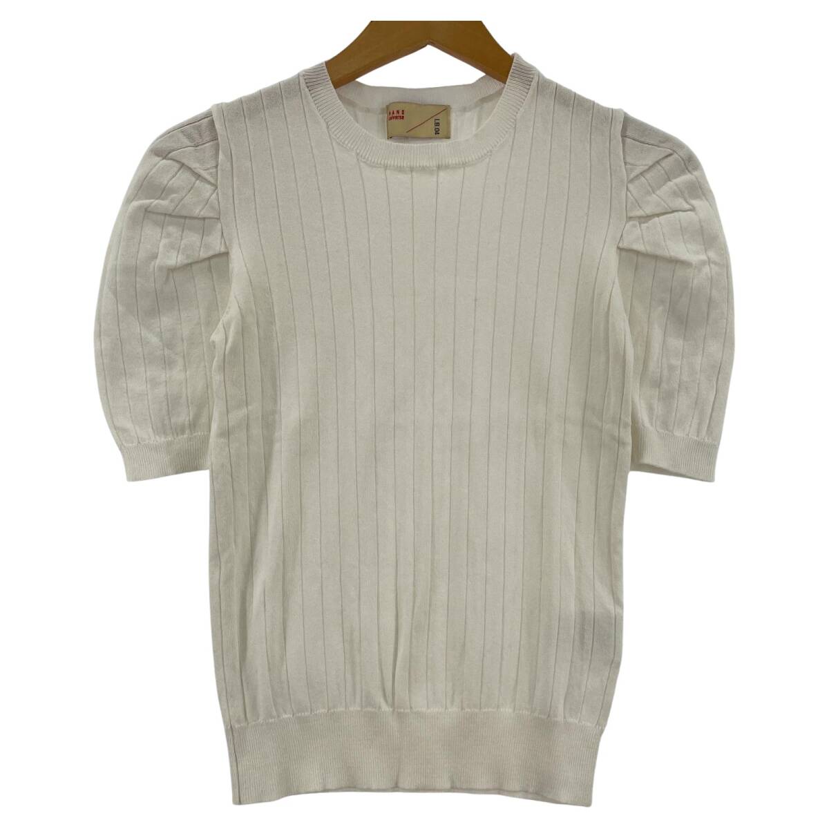 nano universe ナノユニバース パフスリーブ カットソー sizeF/ホワイト ゆうパケットOK拍卖