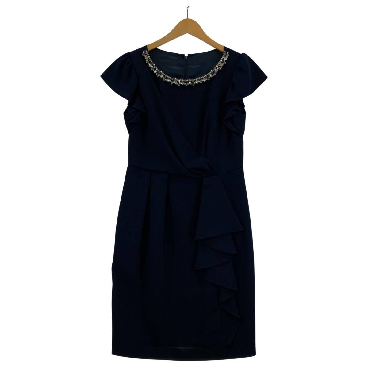 JUSGLITTY ジャスグリッティー ビジュー ノースリーブ ワンピース size1/ネイビー拍卖