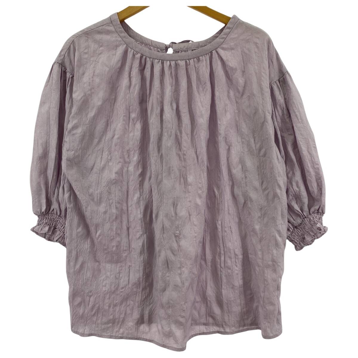 le.coeur blanc ルクールブラン ワッシャーバックリボン ブラウス size38/ラベンダー ゆうパケットOK拍卖