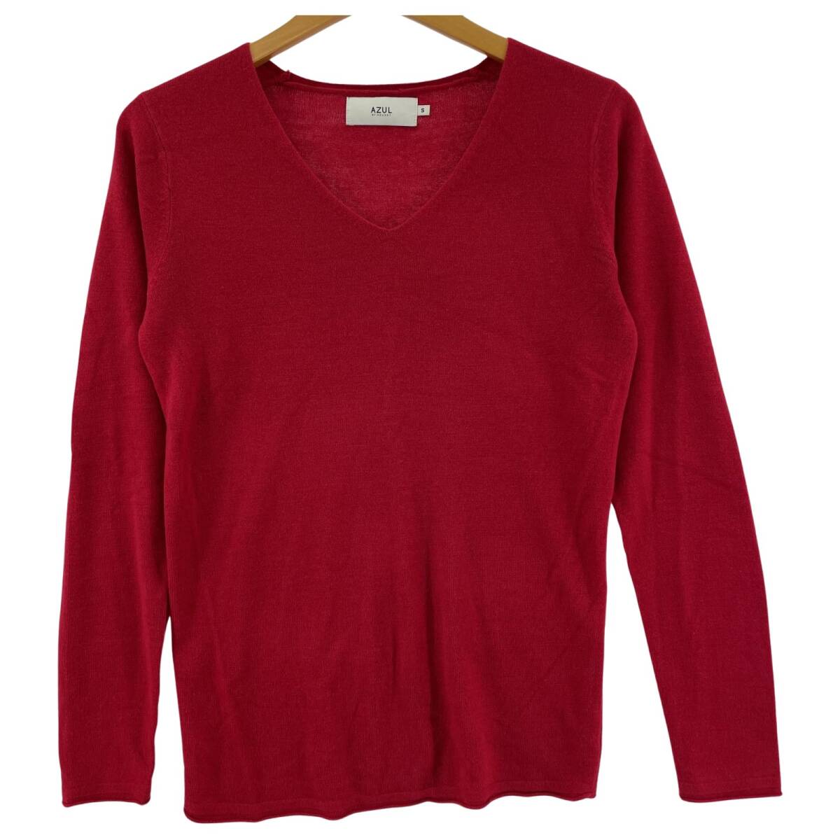 AZUL BY MOUSSY アズールバイマウジー Vネック ニット sizeS/レッド ゆうパケットOK拍卖
