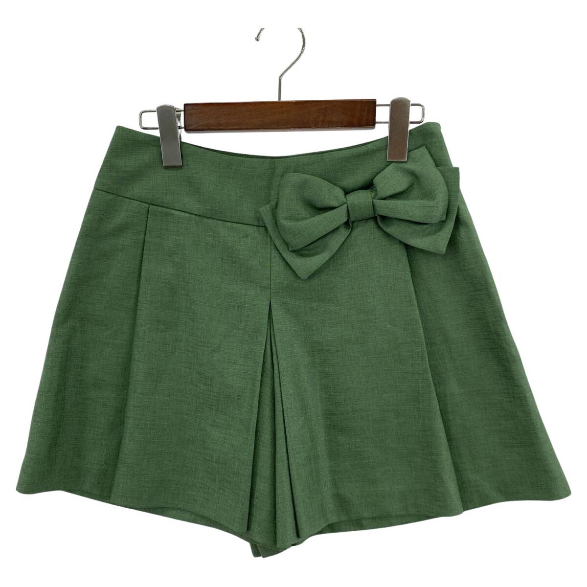 Bon mercerie ボンメルスリー リボン ショートパンツ size38/グリーン ゆうパケットOK拍卖