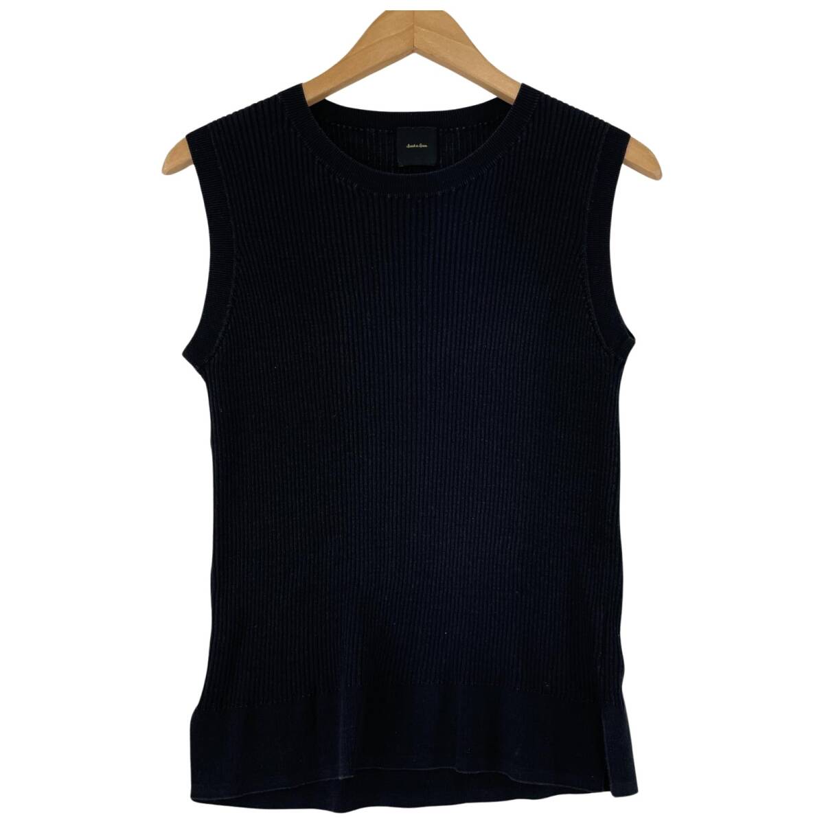 Spick & Spanスピック&スパン リブノースリーブ カットソー sizeF/ブラック拍卖