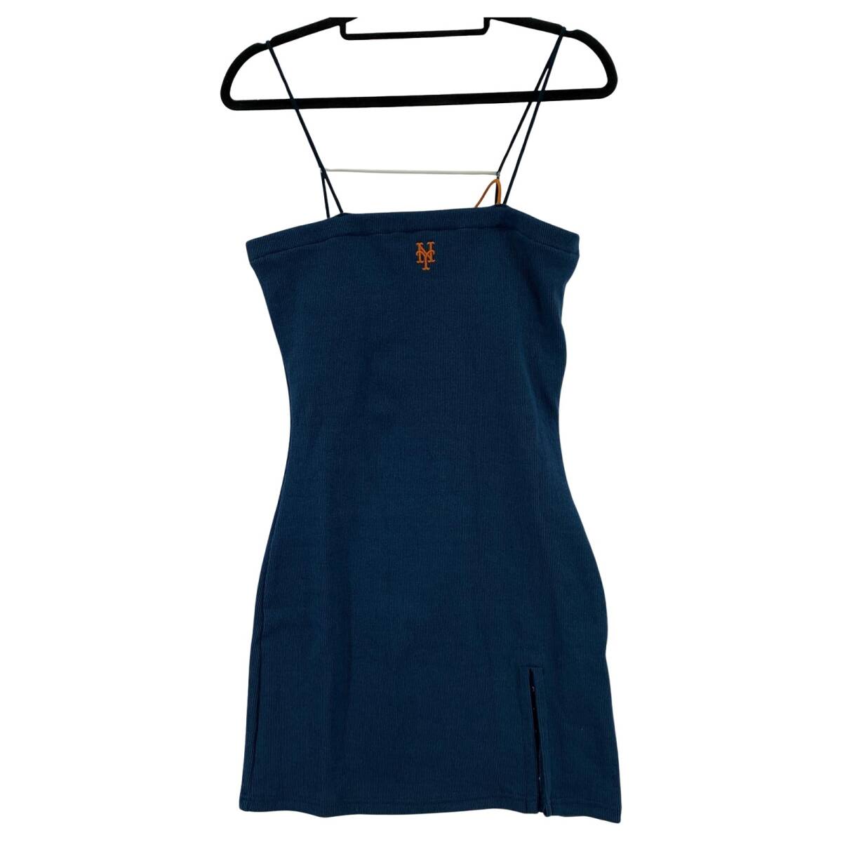 BACK TO THE FIELD バック トゥー ザ フィールド パット付き クリアストラップリブタイト ワンピース sizeF/ブルー拍卖