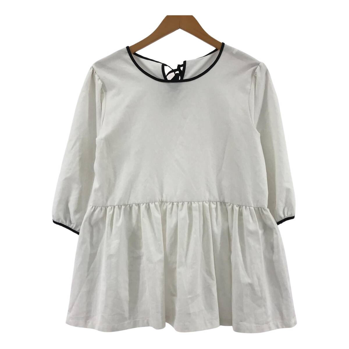 Diosfront ディオスフロント バックリボン チュニック sizeF/ホワイト×ブラック拍卖