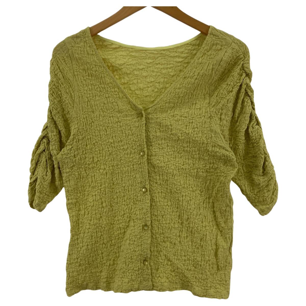 LE CERCLE par rope' ルセルクルパーロペ ふくれジャガード カットソー sizeF/イエロー系拍卖