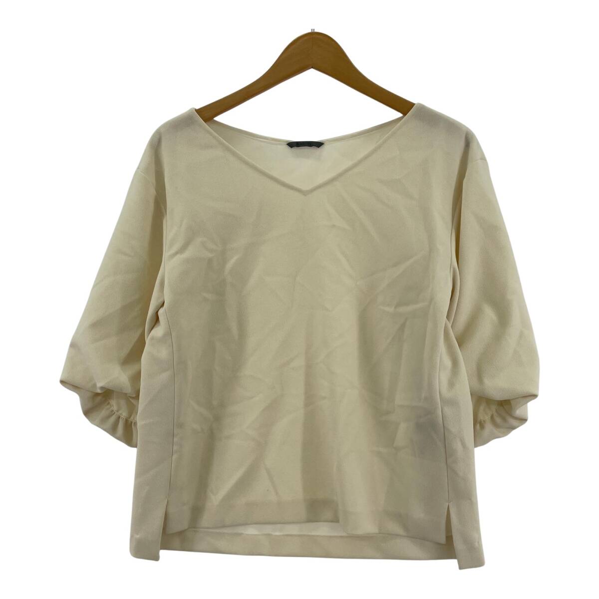 B ability ビーアビリティ バルーンスリーブ Vネック ブラウス size38/アイボリー拍卖