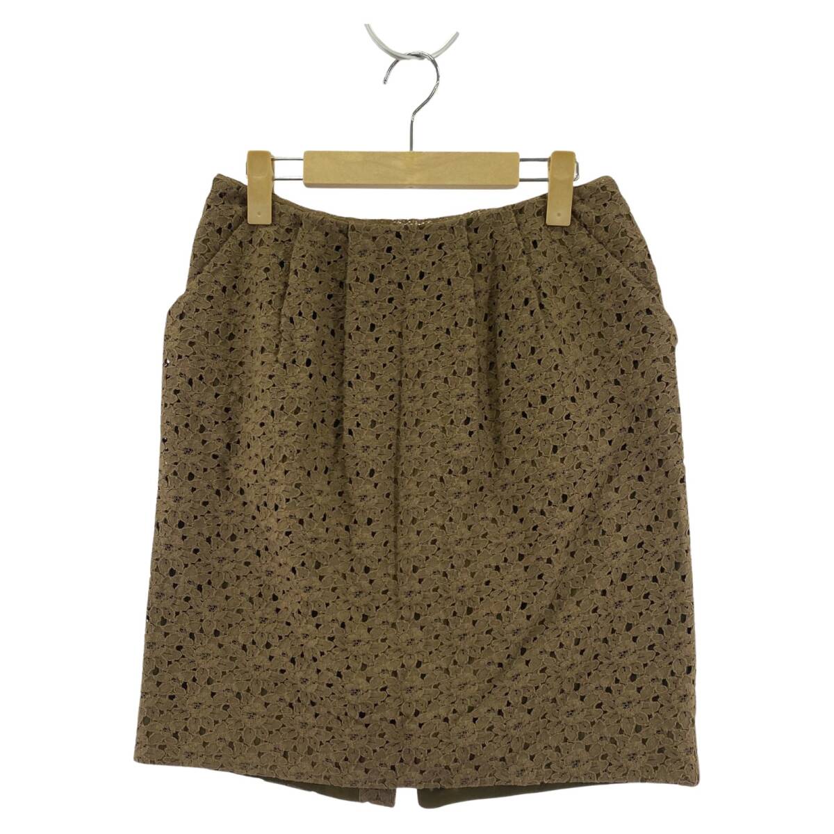 LOUNIE ルーニィ カットワーク スカート size38/ブラウン拍卖