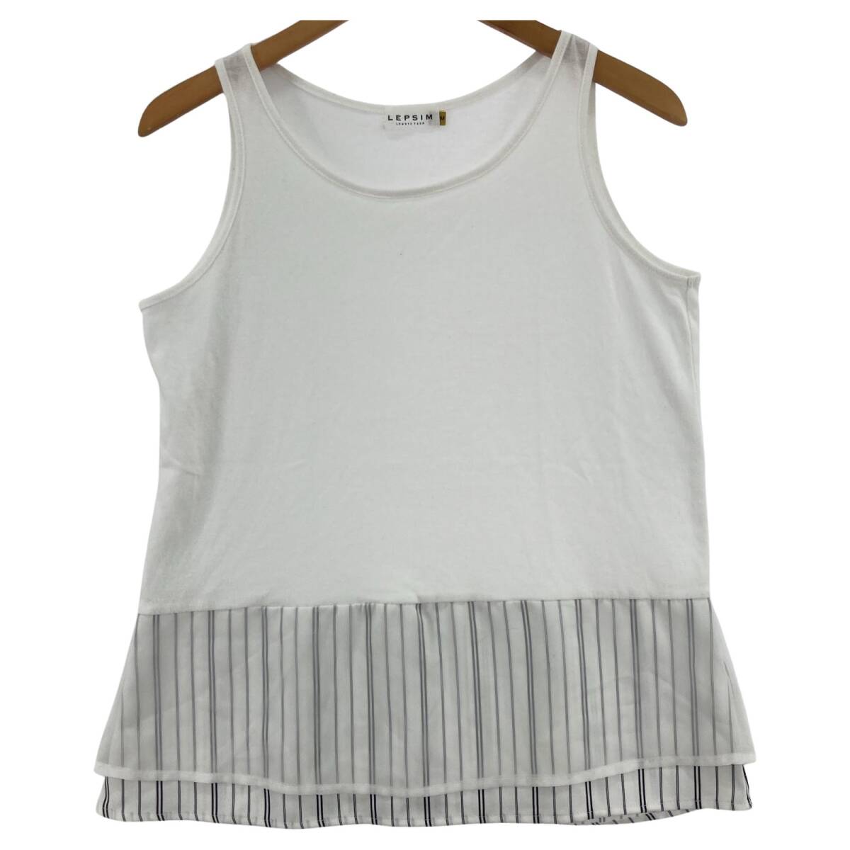 LEPSIM レプシィム 異素材切り替え タンクトップ sizeM/ホワイト系 ゆうパケットOK拍卖