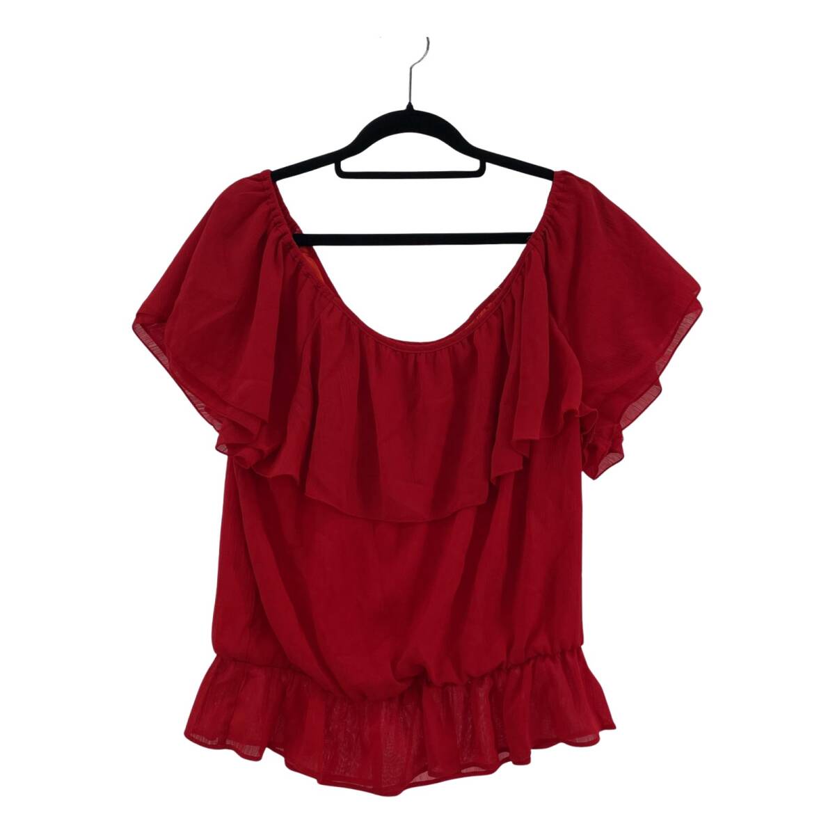 INGNI イング オフショルダー フリル カットソー sizeM/レッド ゆうパケットOK拍卖