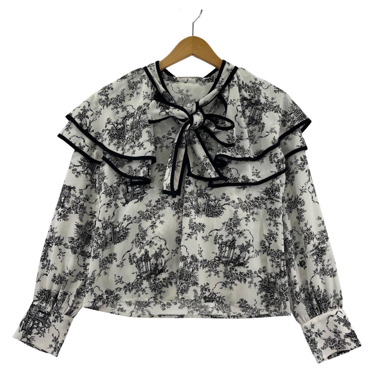 cheek チーク 総柄フリル カットソー sizeM/ホワイト拍卖