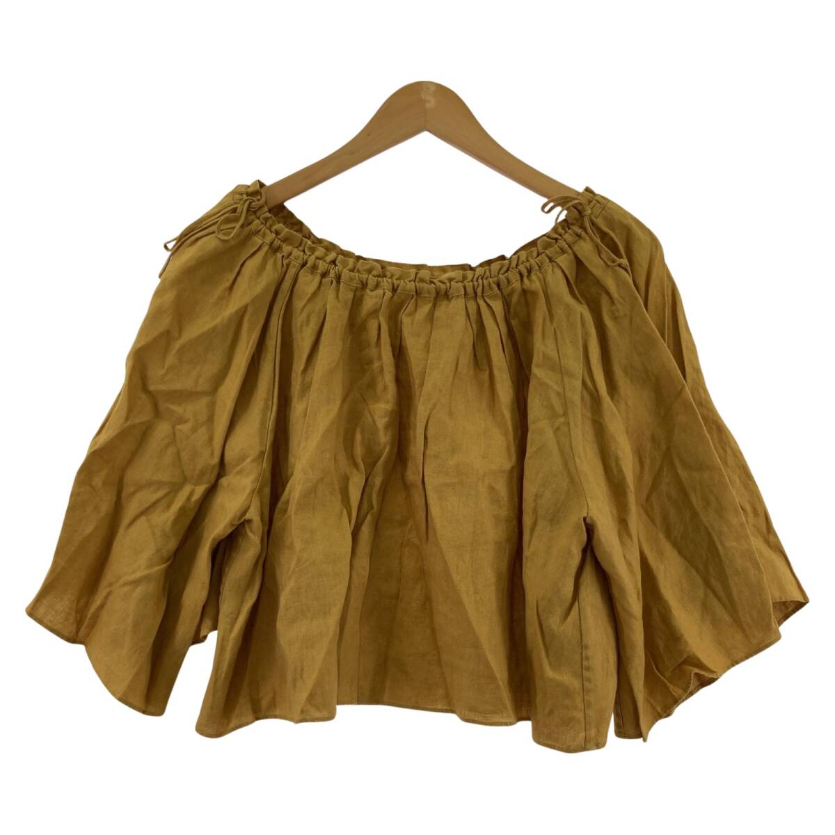 IENA イエナ 七分袖 ギャザー フレア カットソー size38/マスタード拍卖