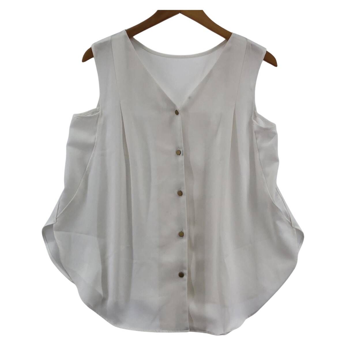 VIS ビス ノースリーブ Vネック カットソー sizeF/ホワイト ゆうパケットOK拍卖