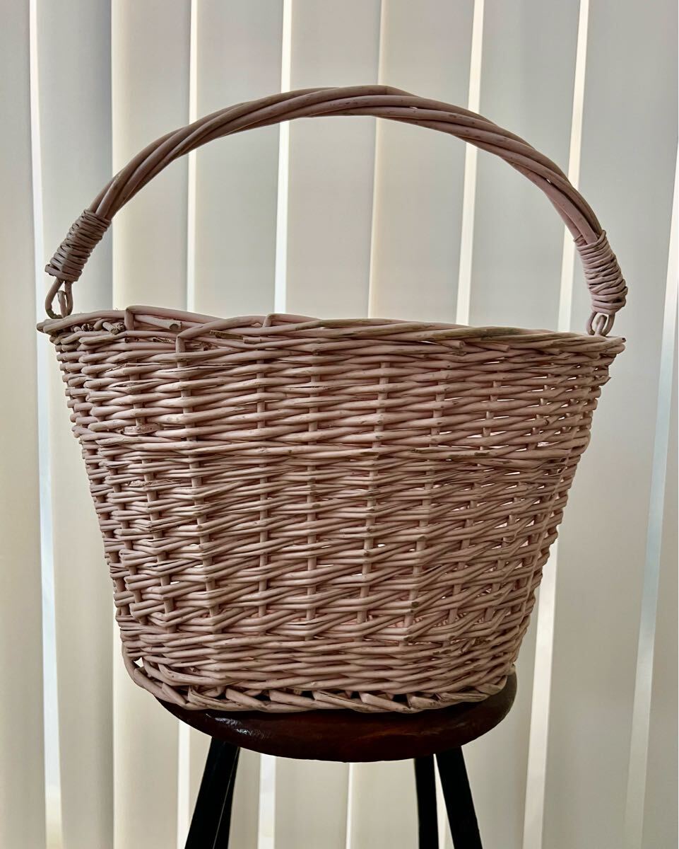 オランダ雑貨@ビンテージ自転車カゴ バスケット 籠 かご ラタン インテリア ナチュラル拍卖