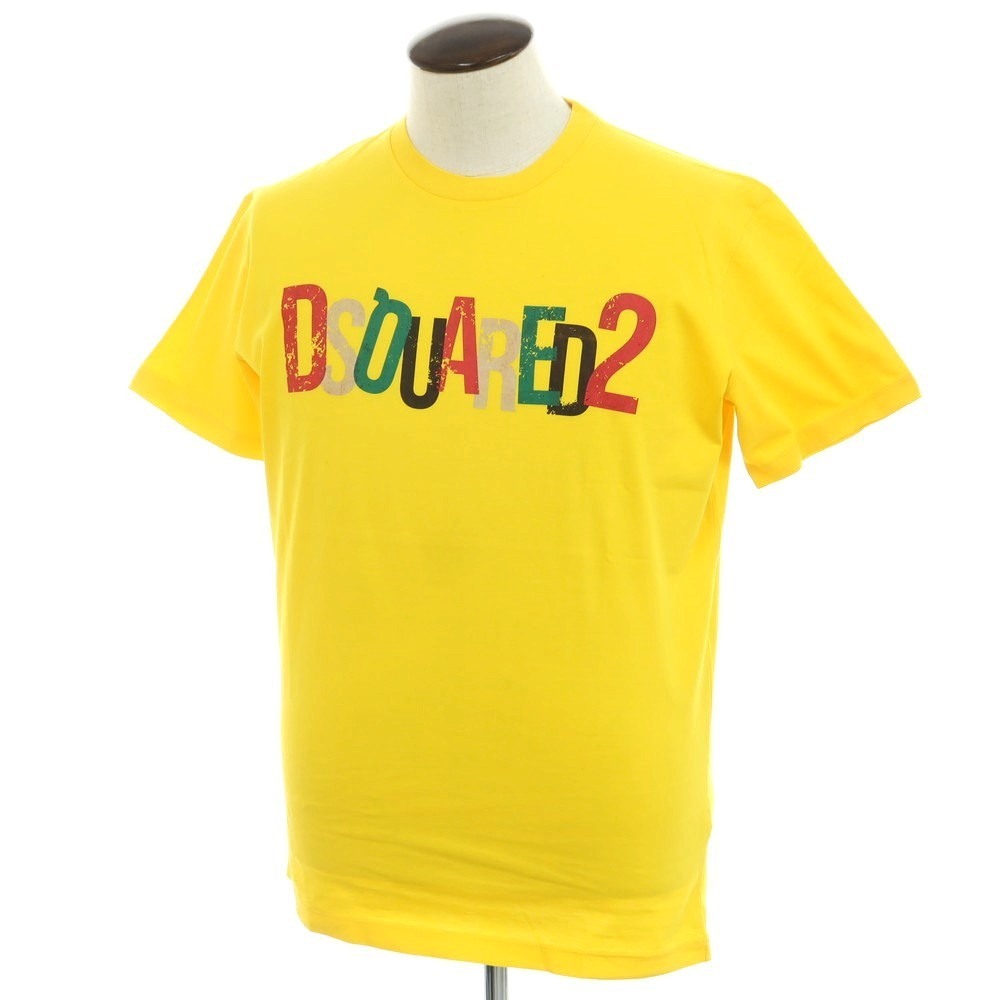 【新品】ディースクエアード DSQUARED2 コットン クルーネック 半袖Tシャツ イエロー【サイズL】拍卖