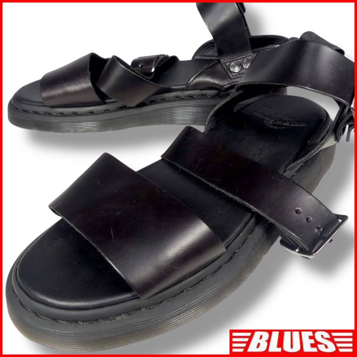 即決★Dr.Martens★27cm レザーサンダル ドクターマーチン GRYPHON グリフォン メンズ 42 黒 本革 皮 ビーチサンダル 革靴拍卖