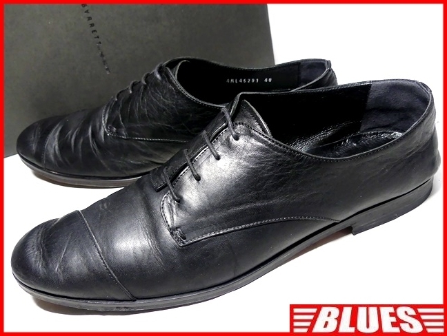 即決★BLACK BARRETT★25cm レザービジネスシューズ ブラックバレット メンズ 40 黒 本革 ドレス 本皮 ヒール 革靴 ニールバレット 箱付き拍卖