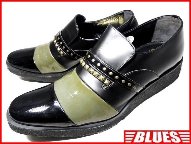 即決★Giftuer Crump★25.5cm レザースタッズローファー ギフチャークランプ メンズ 41 ブラック 本革 パンクロック 本皮 スリッポン 革靴拍卖