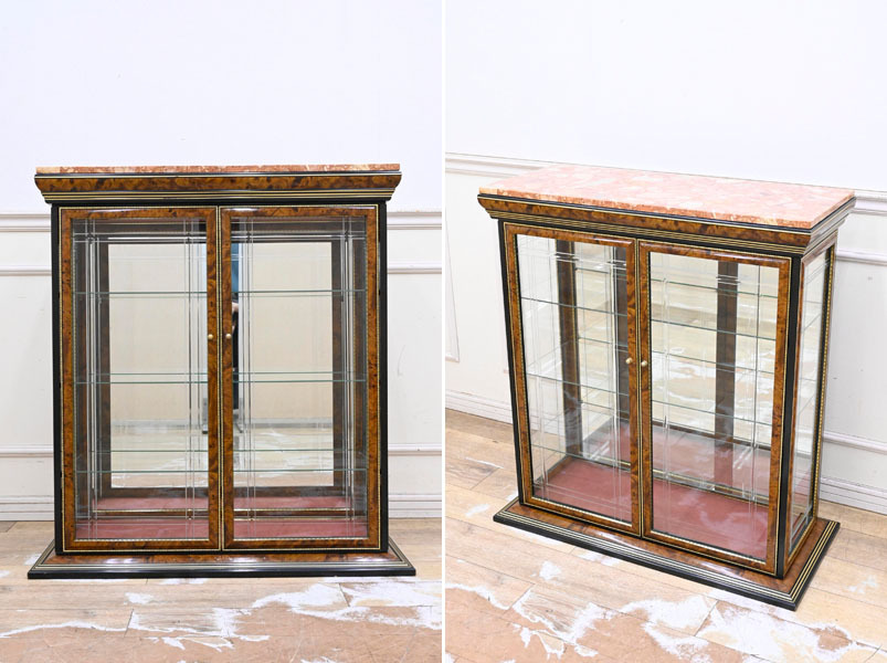 BM03 イタリア製 ロココ調 大理石 クラシック 飾棚 コレクションケース オブジェ台 飾台 ランプテーブル サイドボード コンソールテーブル拍卖