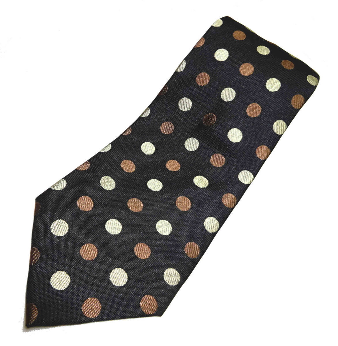 ●WINDSEL ウィンゼル / 玉柄・シルク・ネクタイ・ブラック地&ゴールド玉模様 / USED拍卖