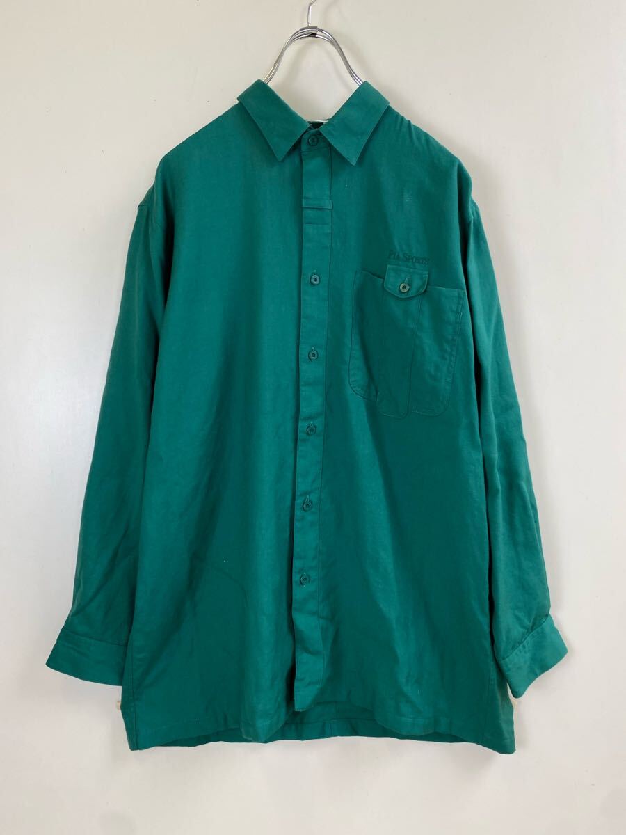 ● ジャパンヴィンテージ PIA SPORTS ◆ 日本製 ウール シャツ グリーン サイズ4 (L~LL相当) 長袖 ピアスポーツ ◆W22 いKSY3-43拍卖