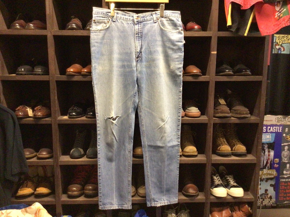 ビックサイズ 90’ 00’S MADE IN USA LANDS’END DAMAGE DENIM PANTS SIZE 38 アメリカ製 ランズエンド ダメージ デニム パンツ ジーンズ拍卖