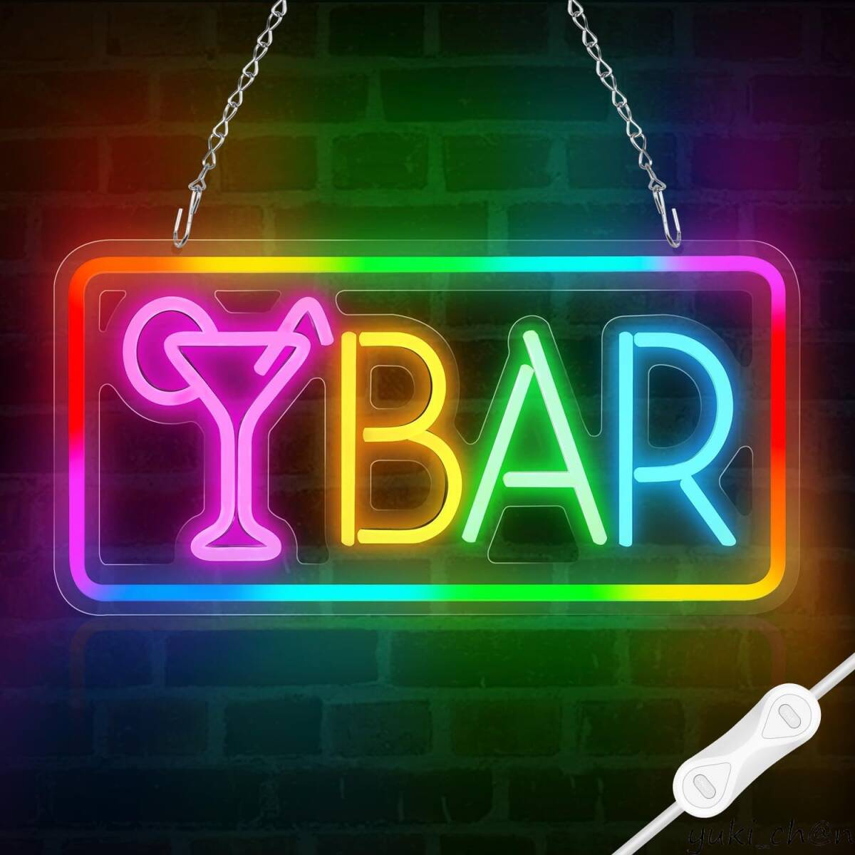 BAR RGB ネオンサイン バー LED ネオンライト 10種類 4モード 調光可能 USB充電式 ネオン看板 ネオン 店舗装飾 横40×縦20cm拍卖