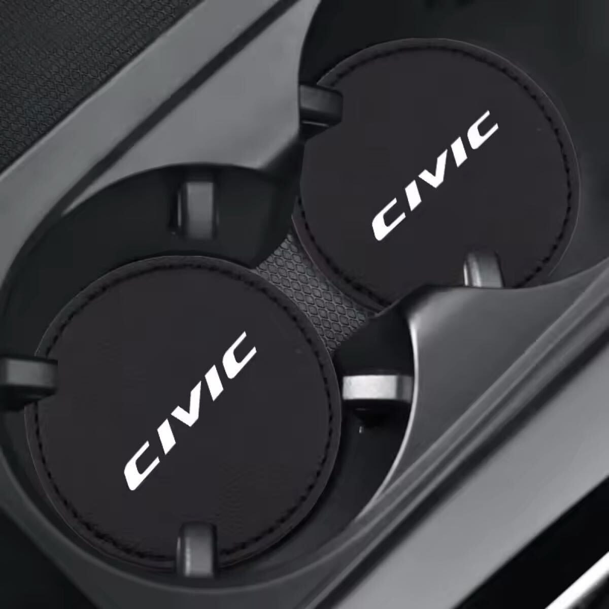 ホンダ シビック CIVIC カップホルダー コースター 2枚セット レザー調 インテリア ドリンクホルダー 滑り止め 汎用拍卖