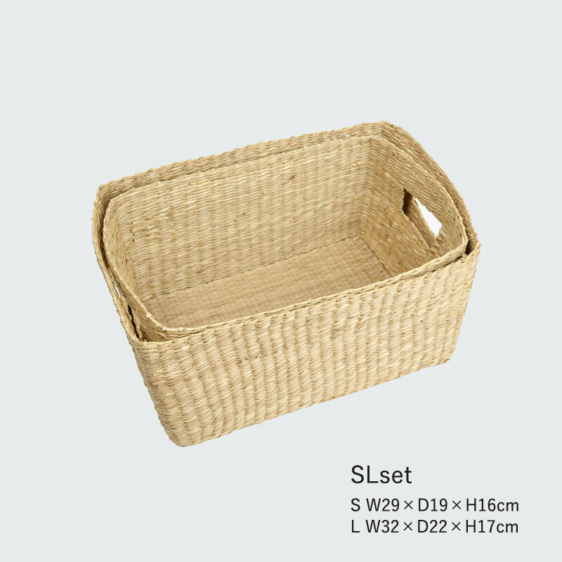 シーグラスバスケット 長方 2サイズセット かご 118拍卖