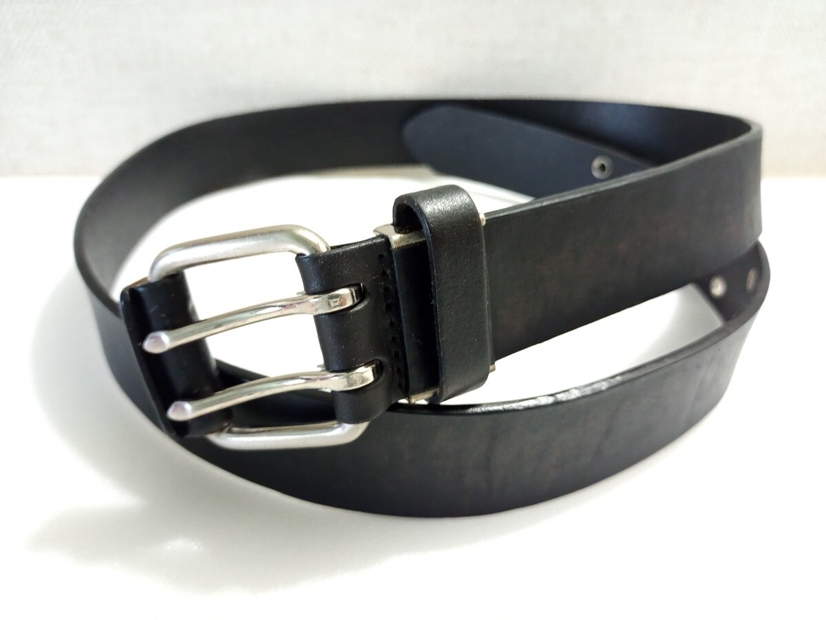 一枚革ベルト ダブルピン ロングサイズ ウエスト90cm~100cm 35mm幅 黒色拍卖