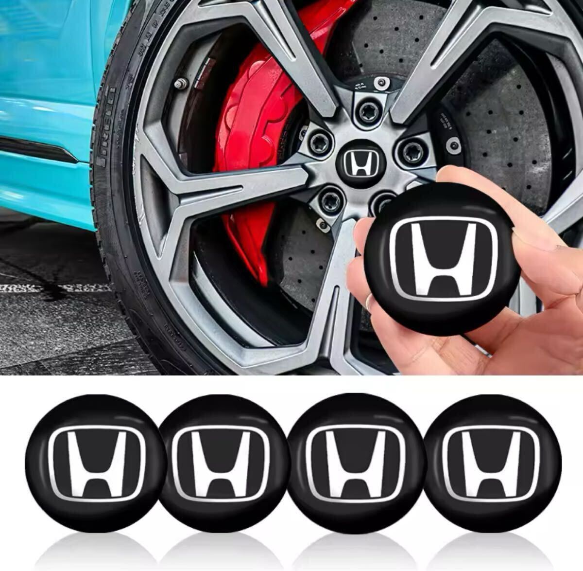 ホンダ ホイールセンターキャップステッカー  ブラック。拍卖